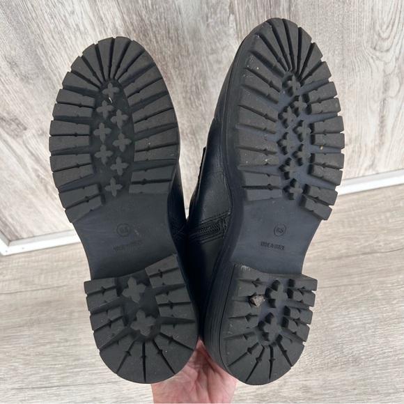 STEVE MADDEN Aiken Tall COMBAT BOOTS womens 9 Black Leather Goth Grunge Moto - Picture 9 of 16